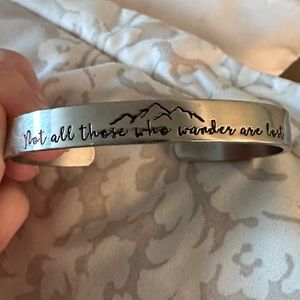 Not all who wander are lost silver bracelet